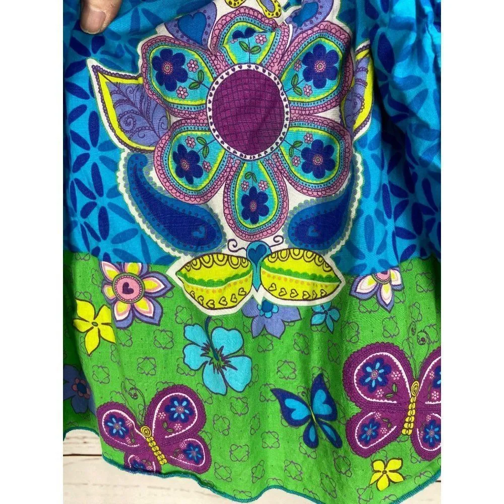 The Children's Place Size Small 5/6 Blue Green Floral Butterfly‎ Sun Dress - Picture 3 of 6